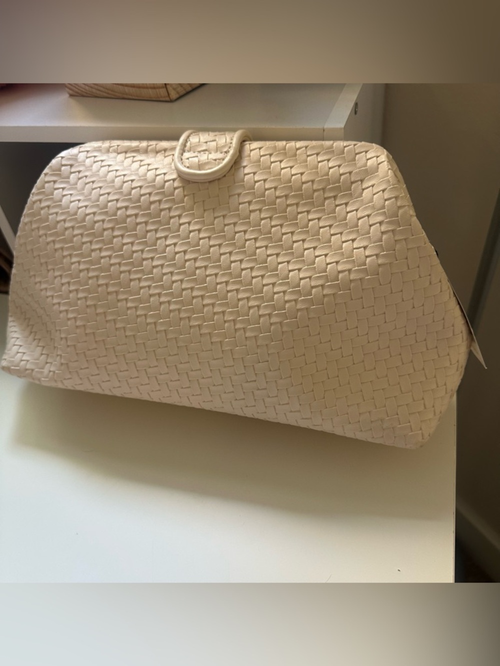 Woven Cream Women's Clutch Bag